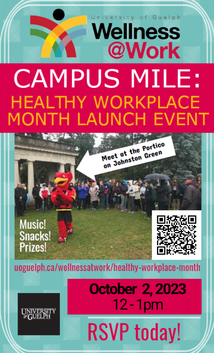 Campus Mile Poster with image of Gryph and a crowd of employees on johnston green