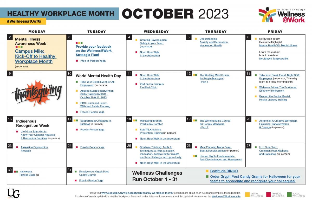 2023 Wellness@Work Healthy Workplace Month Calendar