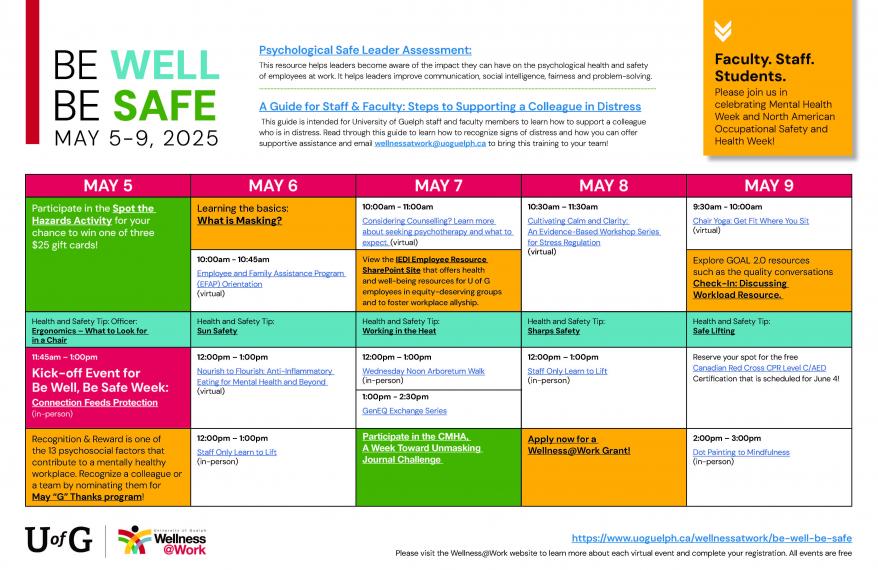 Be Well, Be Safe Week 2025 Calendar