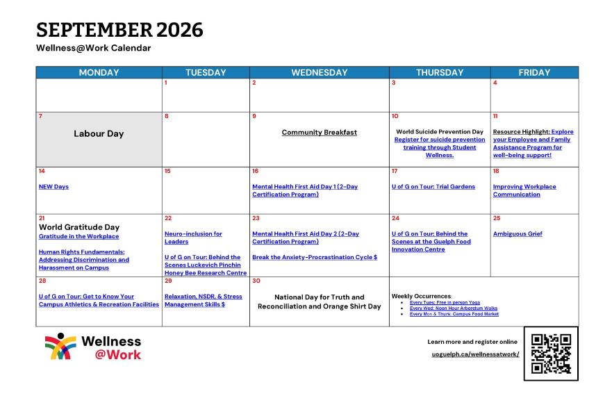 September 2026 Wellness Calendar