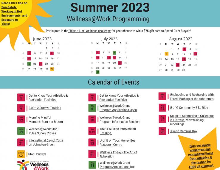 Summer 2023 Wellness Calendar