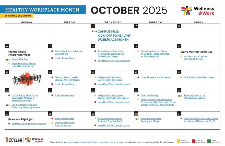 October 2025 Wellness Calendar 