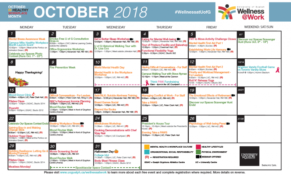 October 2018 Wellness@Work Calendar