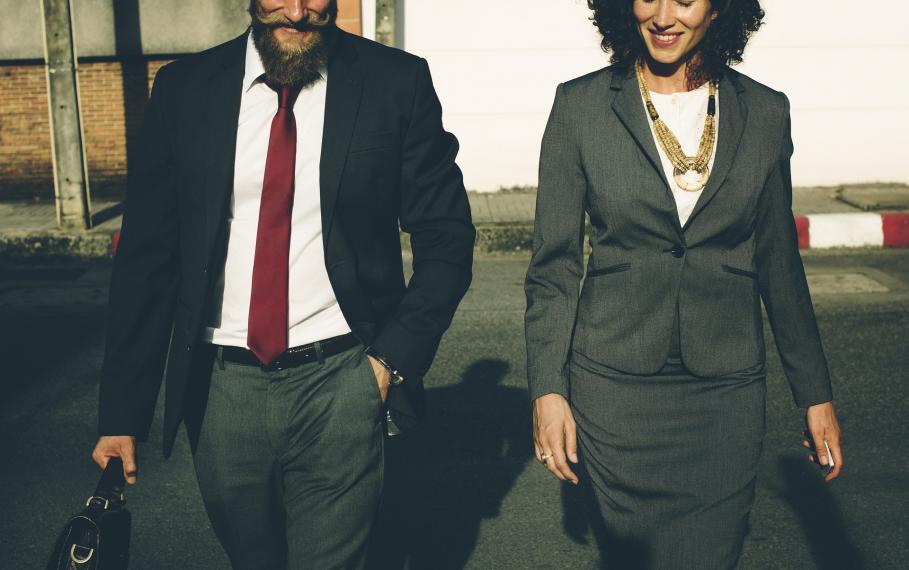 Two colleagues walking