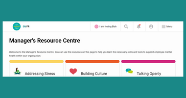 Screenshot of Manager's Resource Centre from Not Myself Today profile 