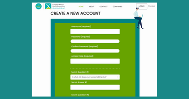 Not myself today create an account webpage screenshot
