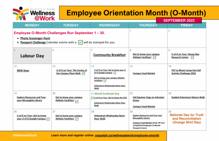 September 2022 Employee Orientation Month (O-Month) Calendar